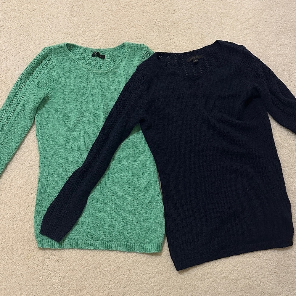 Rachel Zoe Cotton Blend Sweater Set - Teal and Navy